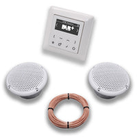 JUNG Smart Radio Unterputzradio DABAWW DAB+ Komplettset JUNG AS 500 System alpinweiß, Komplett-Set mit 2 x Decken Feuchtraumlautsprecher/Badezimmer + 20 m Lautsprecherkabel 2x0,75 mm2