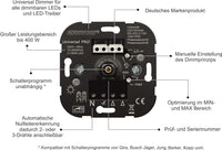 EBROM 1002 Universal PRO LED Drehdimmer Dimmer + Busch Jäger Dimmerscheibe 6540-84-102 + Kreuzschalter 2000/7 US in Future Linear Studioweiß glänzend + EBROM Phasenprüfer zur Montage der Geräte