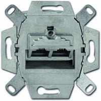 BUSCH JÄGER Komplettset / 2er Netzwerkdose - Rutenbeck 2-fach UAE Anschlussdose Cat.6A UAE + 1 Fach Rahmen + Abdeckung - DURO 2000 cremeweiß