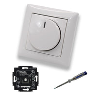 Busch Jäger 6523U-102 LED-Drehdimmer LED-Dimmer mit Dimmerscheibe Zentralplatte 2115-914 Einfachrahmen in Balance Si alpinweiß glänzend inklusive EBROM Phasenprüfer z. Montage des Dimmers 6523 U – 102