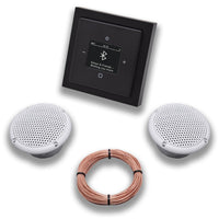 Busch Jäger DAB+ Unterputz Bluetooth (in and out) Radio 8217U-101 Future Linear Anthrazit, Komplett-Set mit 2 x Decken Feuchtraumlautsprecher/Badezimmer + 20 m Lautsprecherkabel 2x0,75 mm2 8217U