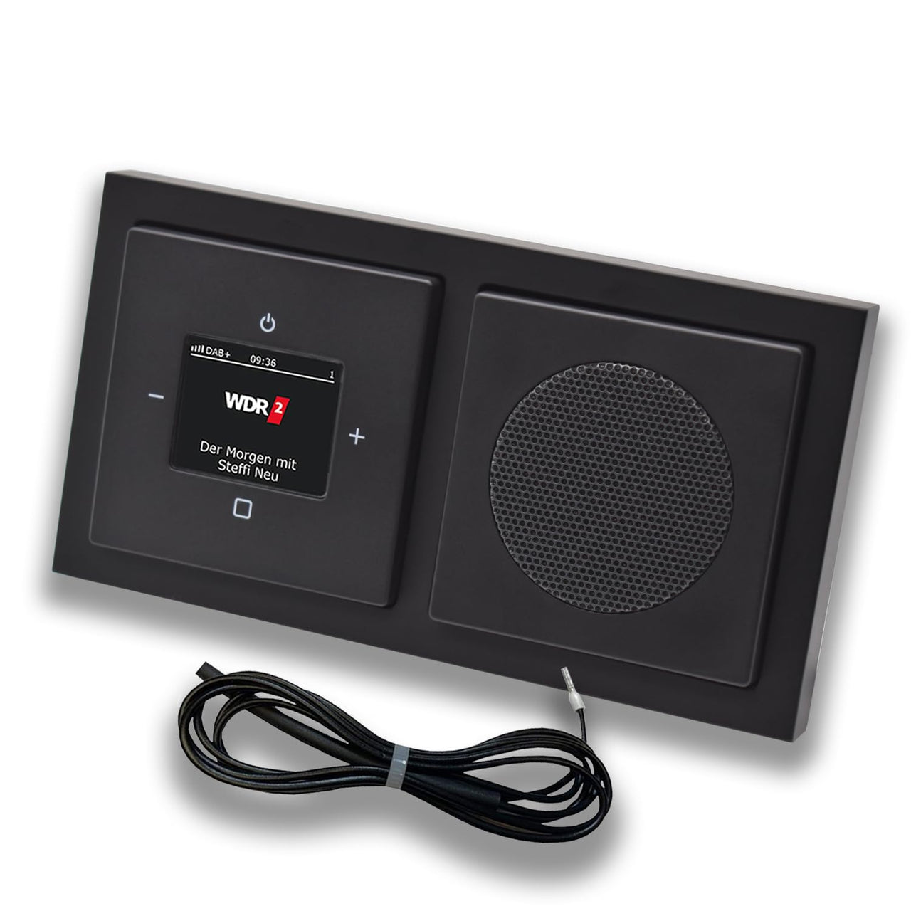 Busch Jäger DAB+ (DAB PLUS) Unterputz Radio 8215U-101 Future Anthrazit, Set mit Lautsprecher, Abdeckungen, Rahmen + 0,9 m EBROM Wurfantenne zur Empfangsoptimierung - 8215 U – 101