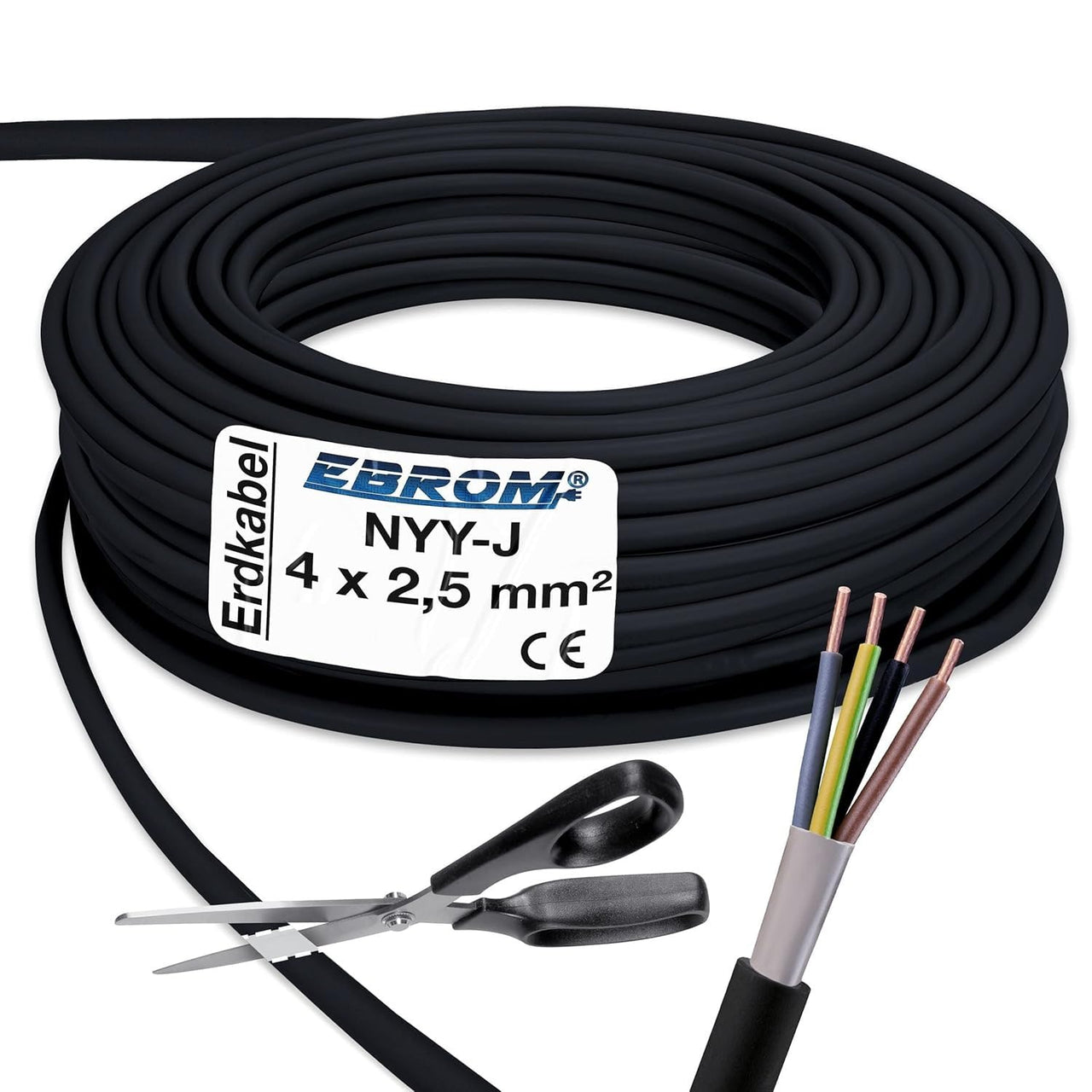 EBROM NYY-J Erdkabel 4x2,5mm² Schwarz