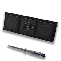 Busch Jäger DAB+ (DAB PLUS) Unterputz Radio 8215U-101 Future Anthrazit, Komplett-Set mit 2 x Lautsprecher, Abdeckungen, Rahmen + EBROM Phasenprüfer zur Montage d. Geräte - 8215 U – 101