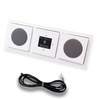 Busch Jäger DAB+ Unterputz Bluetooth (in and out) Radio 8217U-101 Future Linear Studioweiß, Set mit 2 x Lautsprecher, Abdeckungen, Rahmen + 0,9 m EBROM Wurfantenne z. Empfangsoptimierung, 8217 U – 101