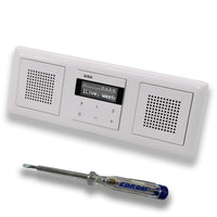 Gira Unterputz IP Internetradio 232003 + Bluetooth Komplett-Set mit 2 x Lautsprecher - System 55 - reinweiß glänzend mit 3fach Rahmen Gira 021303 inkl. EBROM Phasenprüfer zur Montage der Geräte