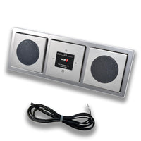 Busch Jäger DAB+ (DAB PLUS) Unterputz Radio 8215U-101 PUR Edelstahl, Set mit 2 x Lautsprecher, Abdeckungen und Rahmen + 0,9 m EBROM Wurfantenne zur Empfangsoptimierung - 8215 U – 101