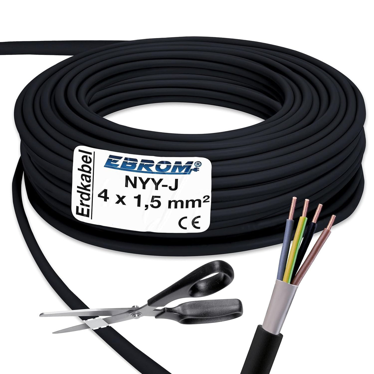 EBROM NYY-J Erdkabel 4x1,5mm² Schwarz