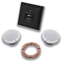 Busch Jäger DAB+ (DAB PLUS) Unterputz Radio 8215U-101 Future Linear Anthrazit, Komplett-Set mit 2 x Decken Feuchtraumlautsprecher/Badezimmer + 20 m Lautsprecherkabel 2x0,75 mm2 8215U