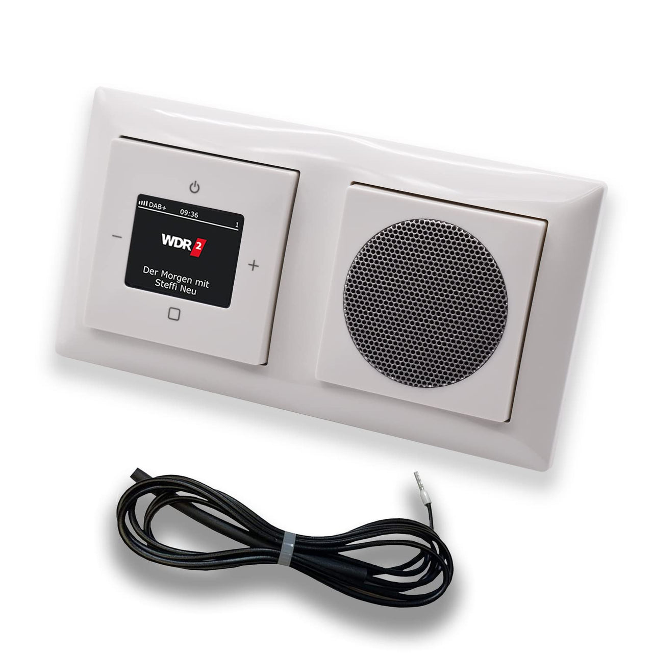 Busch Jäger DAB+ (DAB PLUS) Unterputz Radio 8215U-101 Balance SI alpinweiß, Set mit Lautsprecher, Abdeckungen und Rahmen + 0,9 m EBROM Wurfantenne zur Empfangsoptimierung - 8215 U – 101