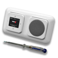 Busch Jäger DAB+ (DAB PLUS) Unterputz Radio 8215U-101 Reflex SI alpinweiß, Komplett-Set mit Lautsprecher, Abdeckungen und Rahmen + EBROM Phasenprüfer zur Montage der Geräte - 8215 U – 101