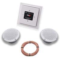 Busch Jäger DAB+ (DAB PLUS) Unterputz Radio 8215U-101 Future Linear Studioweiß, Komplett-Set mit 2 x Decken Feuchtraumlautsprecher/Badezimmer + 20 m Lautsprecherkabel 2x0,75 mm2 8215U