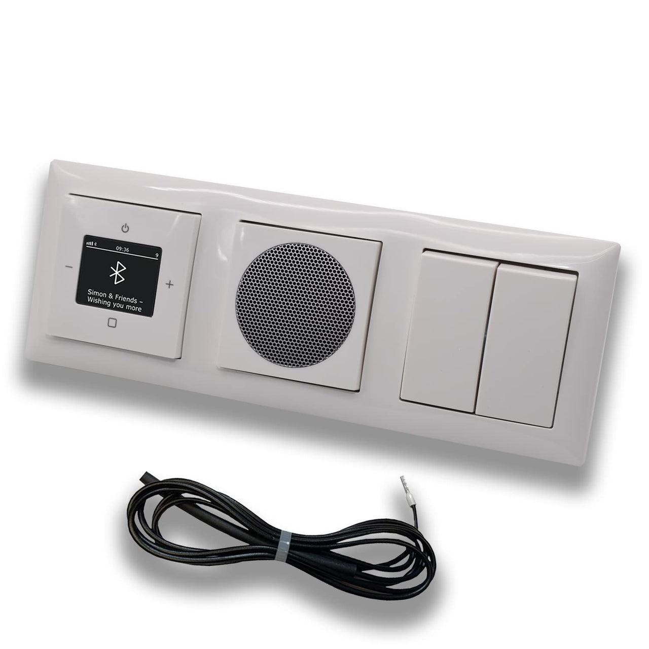 Busch Jäger DAB+ Unterputz Bluetooth Radio 8217U-101 Balance Si alpinweiß Komplett-Set + Lautsprecher + Serienschalter (geteilter Schalter) 2000/5 US + 0,9 m EBROM Wurfantenne zur Empfangsoptimierung