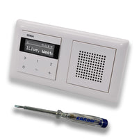 Gira Unterputz IP Internetradio 232003 + Bluetooth Komplett-Set mit Lautsprecher - System 55 - reinweiß glänzend mit 2fach Rahmen Gira 021203 inkl. EBROM Phasenprüfer zur Montage der Geräte