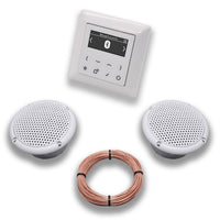 JUNG Smart Radio Unterputzradio DABABTWW DAB+ mit Bluetooth, JUNG AS 500 System alpinweiß, Komplett-Set mit 2 x Decken Feuchtraumlautsprecher/Badezimmer + 20 m Lautsprecherkabel 2x0,75 mm2