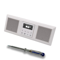 JUNG Smart Radio Unterputzradio DABAWW DAB+ Komplettset + 3-fach Rahmen im JUNG AS 500 System, Farbe: alpinweiß, 2 x passende Lautsprecher und EBROM Phasenprüfer zur Montage der Geräte