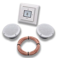 Busch Jäger Unterputz Bluetooth-Radio 8217U alpinweiß Komplett-Set Balance SI + 2 x Deckenlautsprecher (Feuchtraum/Badezimmer) Einbaulautsprecher + Radio + Abdeckung + Rahmen + 20 m Lautsprecherkabel
