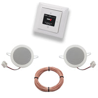 Busch Jäger DAB+ (DAB PLUS) Unterputz Radio 8215U-101 Balance SI Alpinweiß, Komplett-Set mit 2 x Deckenlautsprecher Einbaulautsprecher + 20 Meter Lautsprecherkabel 2x0,75 mm2 8215 U - 101