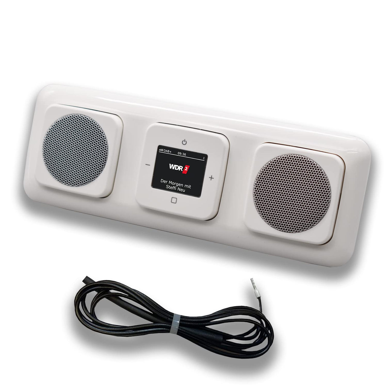Busch Jäger DAB+ (DAB PLUS) Unterputz Radio 8215U-101 Reflex SI alpinweiß, Set mit 2 x Lautsprecher, Abdeckungen, Rahmen + 0,9 m EBROM Wurfantenne zur Empfangsoptimierung - 8215 U – 101