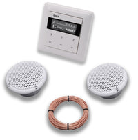 Gira Unterputz IP Internetradio 232003 + Bluetooth Komplett-SET System 55, reinweiß glänzend + 2 x Deckenlautsprecher Einbaulautsprecher (Feuchtraum/Badezimmer) + 20 Meter Lautsprecherkabel 2x0,75 mm