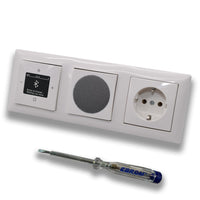 Busch Jäger DAB+ Unterputz Bluetooth (in and out) Radio 8217U-101 Balance SI alpinweiß, Komplett-Set mit Lautsprecher, Abdeckungen, Steckdose, Rahmen + EBROM Phasenprüfer z. Montage der Geräte 8217U