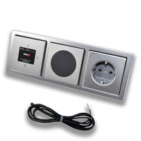 Busch Jäger DAB+ (DAB PLUS) UnterputzRadio 8215U-101 PUR Edelstahl, Set mit Lautsprecher, Abdeckungen, Steckdose mit Kinderschutz, Rahmen + 0,9 m EBROM Wurfantenne zur Empfangsoptimierung - 8215U