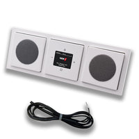 Busch Jäger DAB+ (DAB PLUS) Unterputz Radio 8215U-101 Future Linear Studioweiß, Set mit 2 x Lautsprecher, Abdeckungen, Rahmen + 0,9 m EBROM Wurfantenne z. Empfangsoptimierung, 8215 U – 101