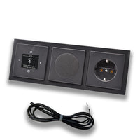 Busch Jäger DAB+ Unterputz Bluetooth (in and out) Radio 8217U-101 Future Anthrazit, Set mit Lautsprecher, Abdeckungen, Steckdose, Rahmen + 0,9 m EBROM Wurfantenne zur Empfangsoptimierung - 8217U