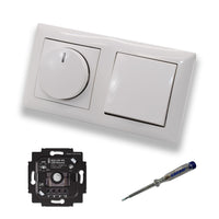 Busch Jäger 6523UR-103 LED Drehdimmer Dimmer + Dimmerscheibe 2115-914 und Kreuzschalter 2000/7 US in Balance Si alpinweiß glänzend inklusive EBROM Phasenprüfer zur Montage der Geräte 6523 UR-103
