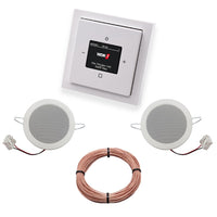 Busch Jäger DAB+ (DAB PLUS) Unterputz Radio 8215U-101 Future Linear Studioweiß, Komplett-Set mit 2 x Deckenlautsprecher Einbaulautsprecher + 20 m Lautsprecherkabel 2x0,75 mm2 8215 U - 101