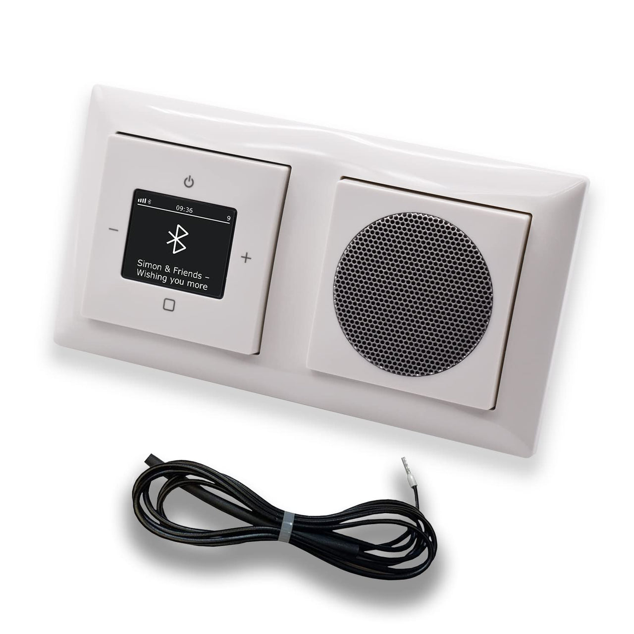 Busch Jäger DAB+ Unterputz Bluetooth Radio 8217U-101 Balance Si alpinweiß Komplett-Set + Lautsprecher + 0,9 m EBROM Wurfantenne zur Empfangsoptimierung - 8217 U -101 BT Radio