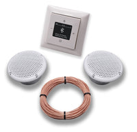 Busch Jäger DAB+ Unterputz Bluetooth (in and out) Radio 8217U-101 Balance SI Alpinweiß, Komplett-Set mit 2 x Decken Feuchtraumlautsprecher/Badezimmer + 20 m Lautsprecherkabel 2x0,75 mm2 8217 U - 101