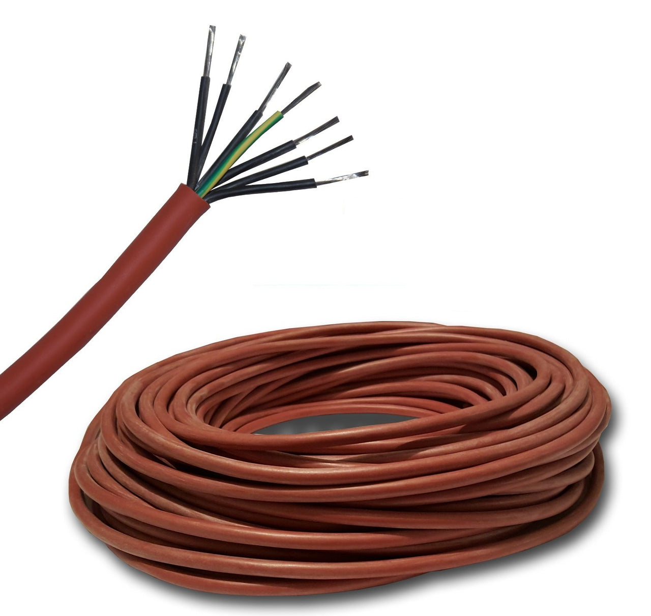 EBROM SIHF Silikonleitung 7x2,5mm² Rotbraun