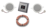 Busch Jäger DAB+ Unterputz Unterputzradio DAB PLUS RADIO 8215 U – 101 PUR EDELSTAHL Komplett-Set + 2 x Deckenlautsprecher/Einbaulautsprecher + 20 m Lautsprecherkabel 2x0,75 mm² 8215U-101