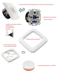 REV Ritter LED Drehdimmer Dimmer + Busch Jäger Dimmerscheibe 6540-885-102 + Kreuzschalter 2000/7US + Steckdose 20EUC-885 Future Linear schwarz matt + EBROM Phasenprüfer zur Montage der Geräte