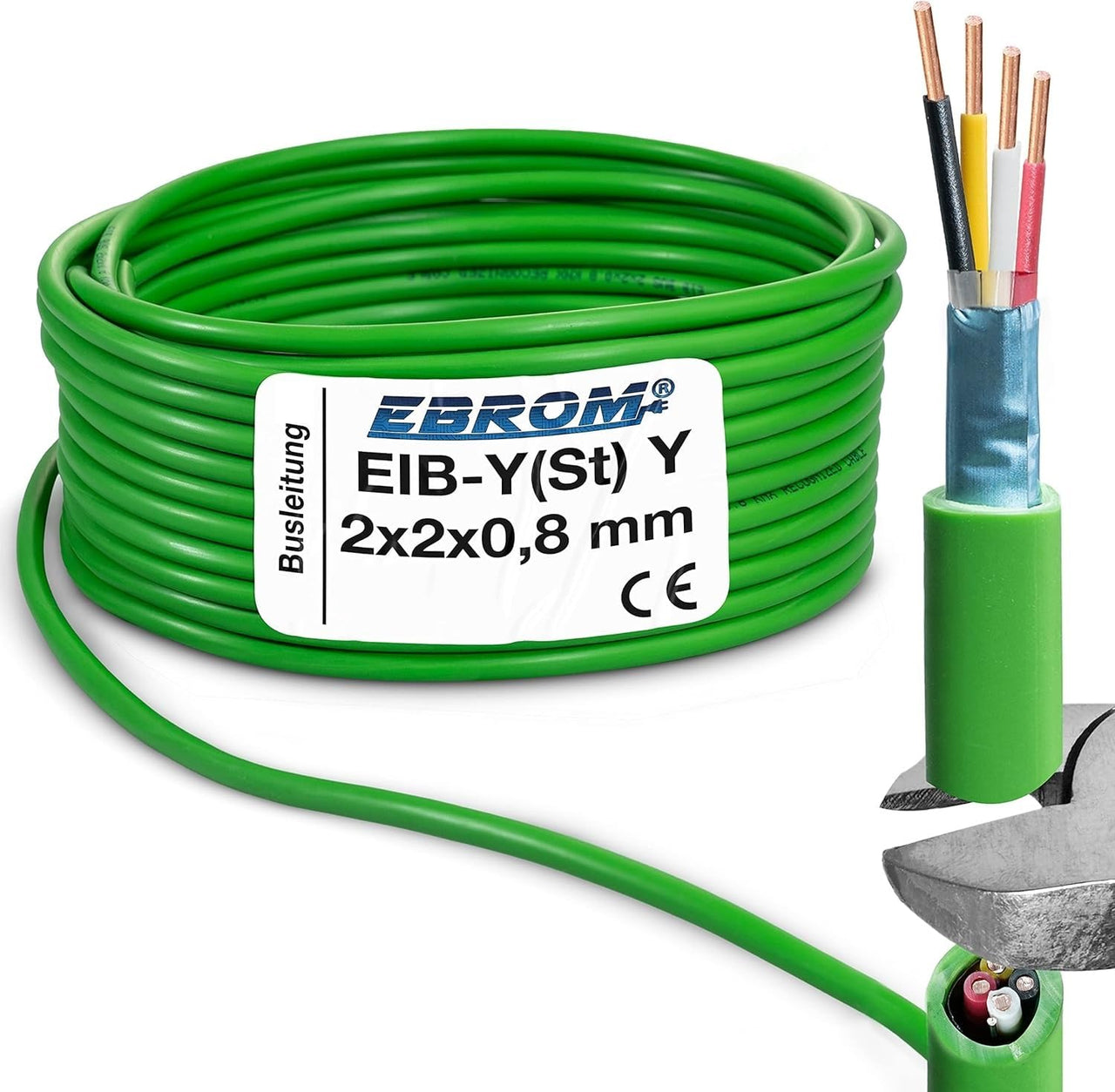 EBROM EIB-Y(St)Y Busleitung 2x2x0,8mm² Grün