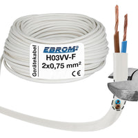 EBROM H03VV-F PVC-Schlauchleitung 2x0,75mm² Weiss
