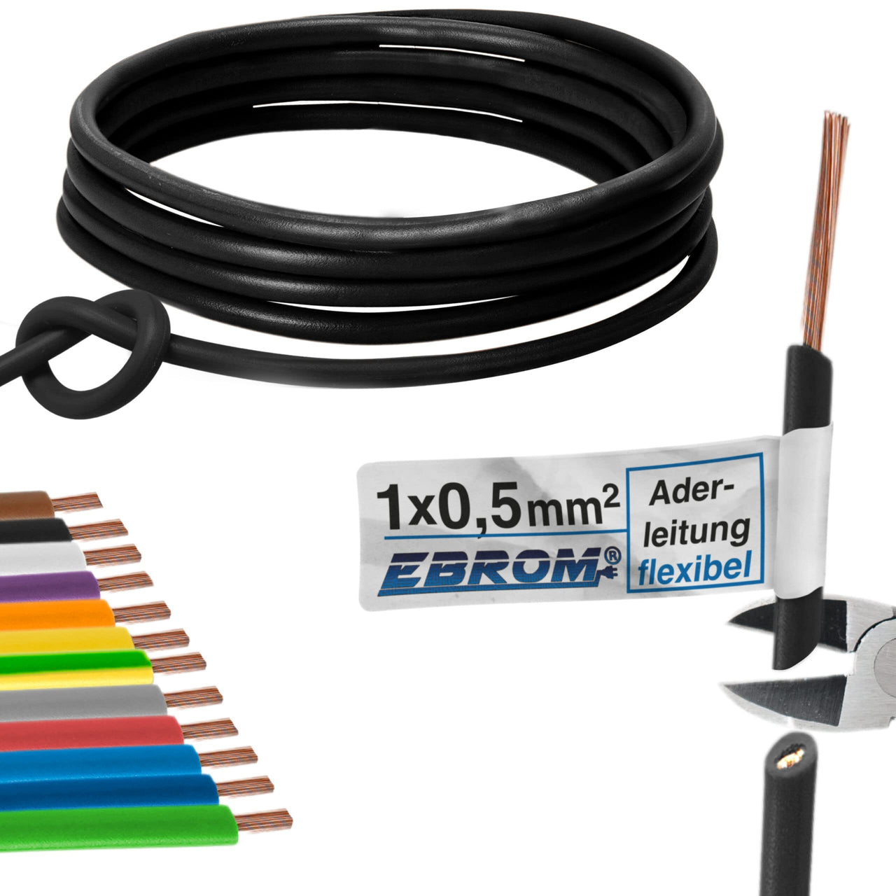EBROM H05V-K Aderleitung flexibel 0,5mm² Schwarz