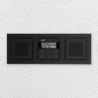 Gira Unterputz IP Internetradio 232003 + Bluetooth Komplett-Set mit 2 x Lautsprecher - E2 schwarz matt mit 3fach Rahmen Gira 021309 inkl. EBROM Phasenprüfer zur Montage der Geräte