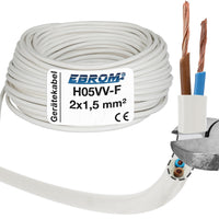 EBROM H05VV-F PVC-Schlauchleitung 2x1,5mm² Weiss
