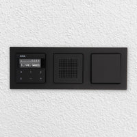 Gira Unterputz IP Internetradio 232003 + Bluetooth KomplettSet + Lautsprecher + Lichtschalter AN/AUS - E2 schwarz matt im 3fach Rahmen Gira 021309 inkl. EBROM Phasenprüfer zur Montage der Geräte