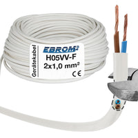 EBROM H05VV-F PVC-Schlauchleitung 2x1,0mm² Weiss