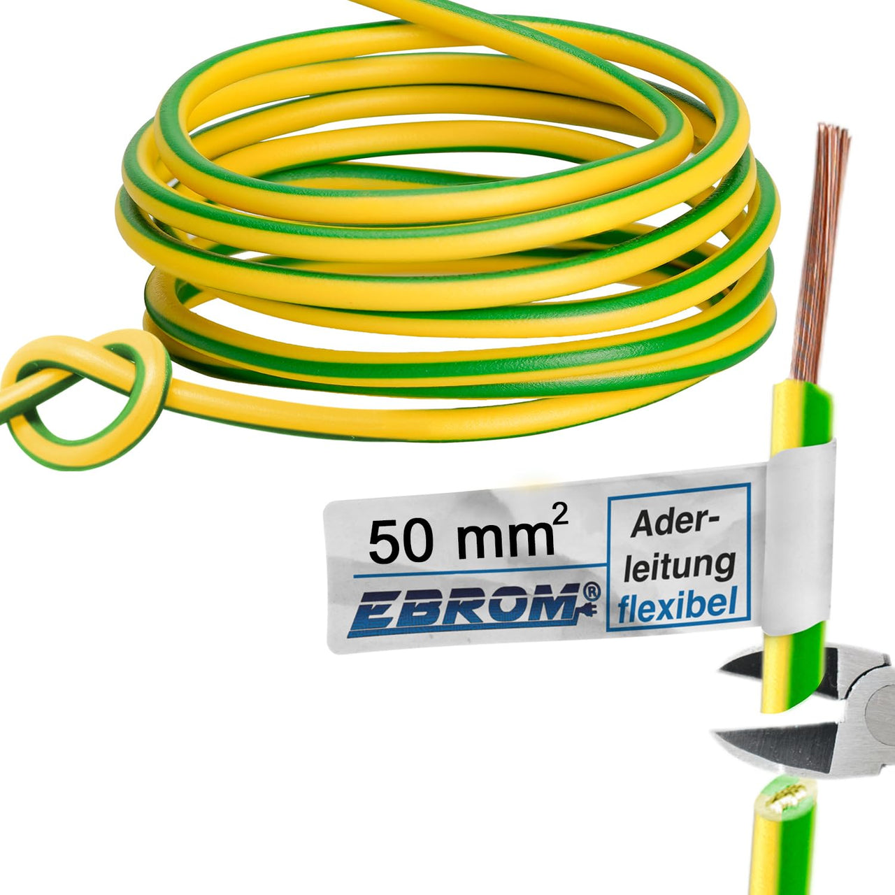 EBROM H07V-K Aderleitung flexibel 50mm² Grün/Gelb