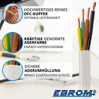 EBROM H03VV-F PVC-Schlauchleitung 4x0,75mm² Weiss