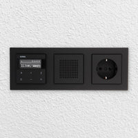 Gira Unterputz IP Internetradio 232003 + Bluetooth KomplettSet + Lautsprecher + Steckdose - E2 schwarz matt im 3fach Rahmen Gira 021309 inkl. EBROM Phasenprüfer zur Montage der Geräte