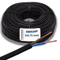 EBROM H03VVH2-F PVC-Flachleitung 2x0,75mm² Schwarz