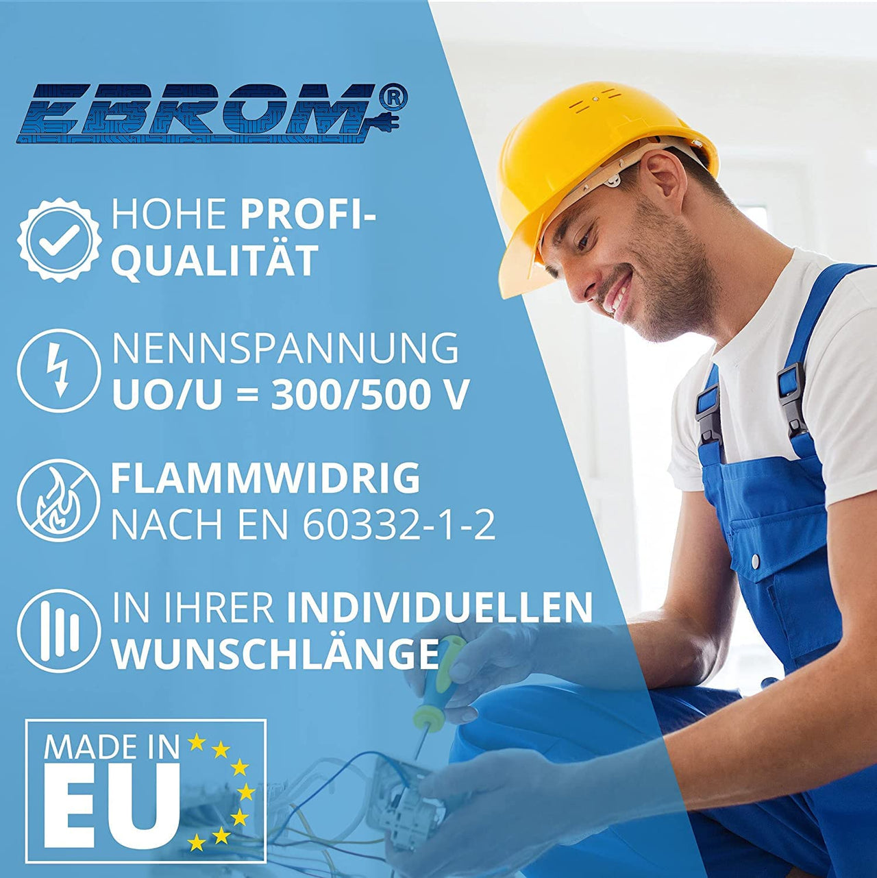 EBROM YSLY-JB Verlegekabel flexibel 5x2,5mm² Grau