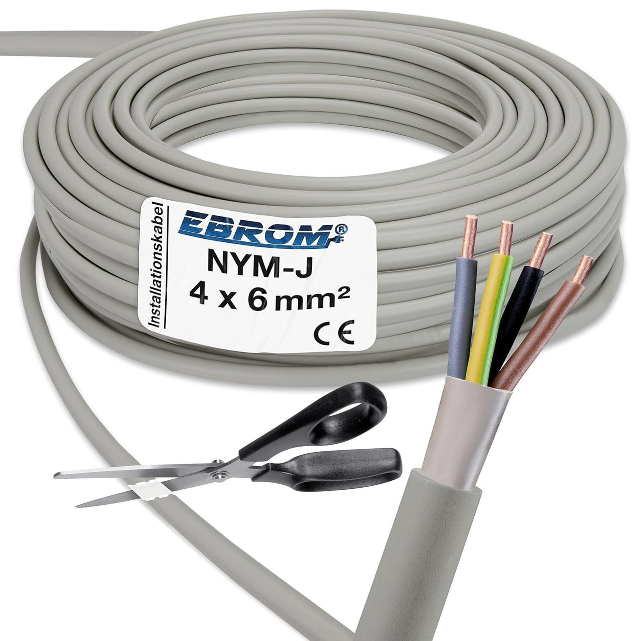 EBROM NYM-J Installationsleitung 4x6mm² Grau