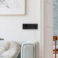 Gira Unterputz IP Internetradio 232003 + Bluetooth KomplettSet + Lautsprecher + Steckdose - E2 schwarz matt im 3fach Rahmen Gira 021309 inkl. EBROM Phasenprüfer zur Montage der Geräte