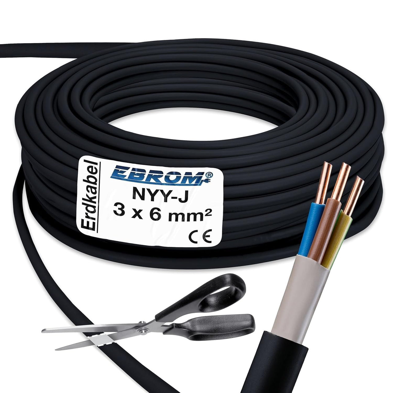 EBROM NYY-J Erdkabel 3x6mm² Schwarz
